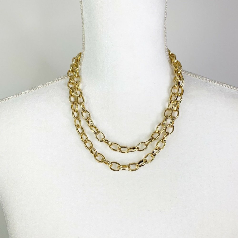 Womens Chain Link Necklace Gold Tone Chunky